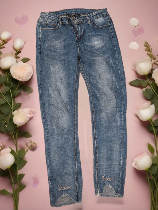vision brand Other - Distressed Skinny Jeans Embroidered Cuffs Girls L 10-12